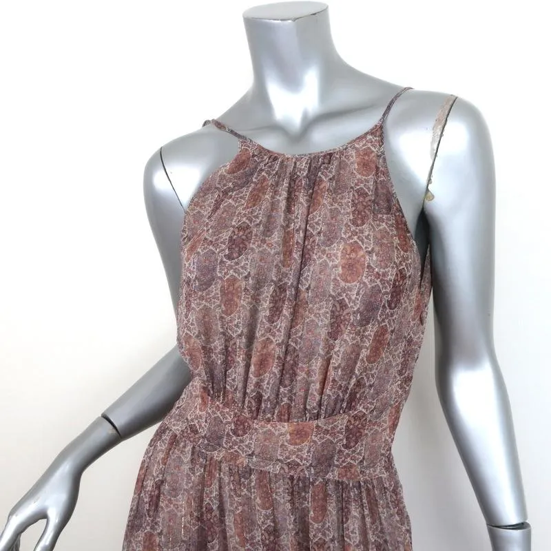 L'Agence Sleeveless Maxi Dress Penelope Lurex-Striped Printed Chiffon Size 2