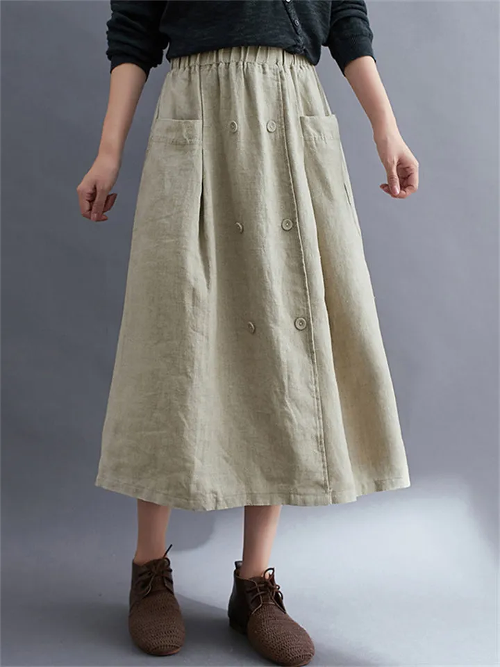 Large Size Literary Linen Women's Skirts