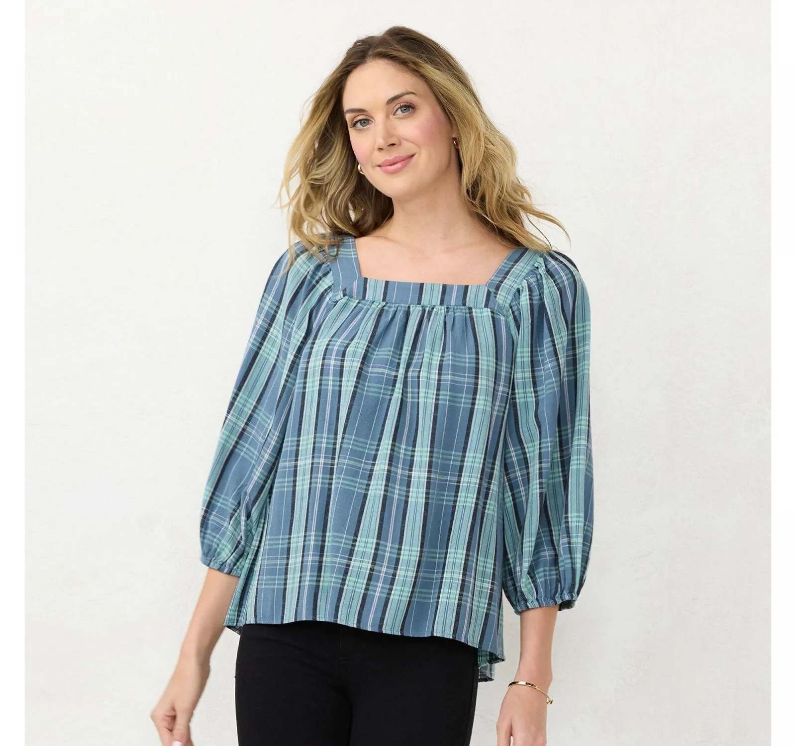 Lc Lauren Conrad Women's Squareneck Peasant Top WL23W047RR