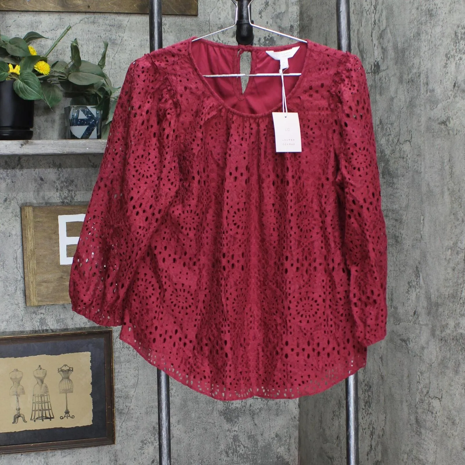 Lc Lauren Conrad Women's Tie-Front Peasant Top WL24W031RN1