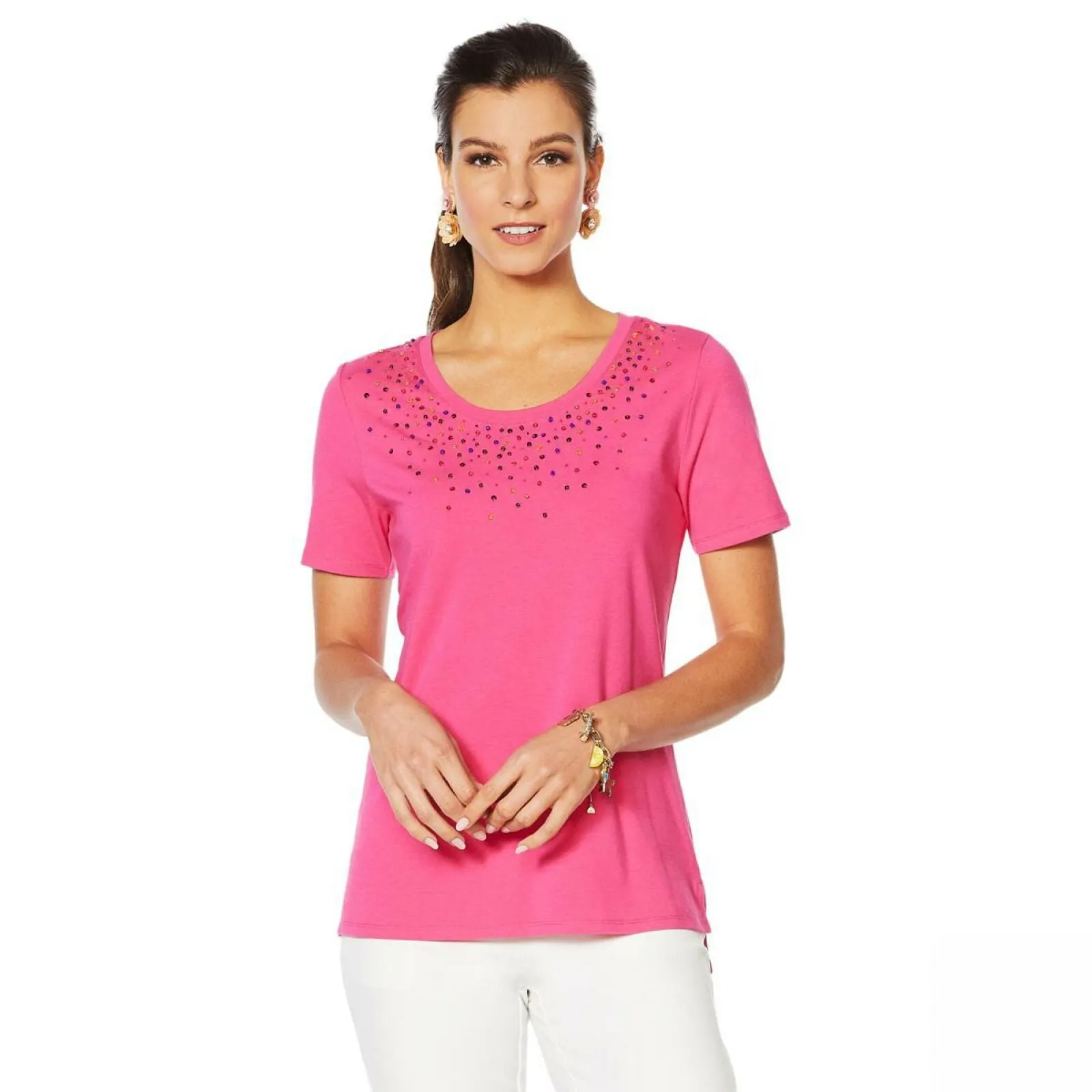 Lemon Way Women's Beaded Short-Sleeve T-Shirt