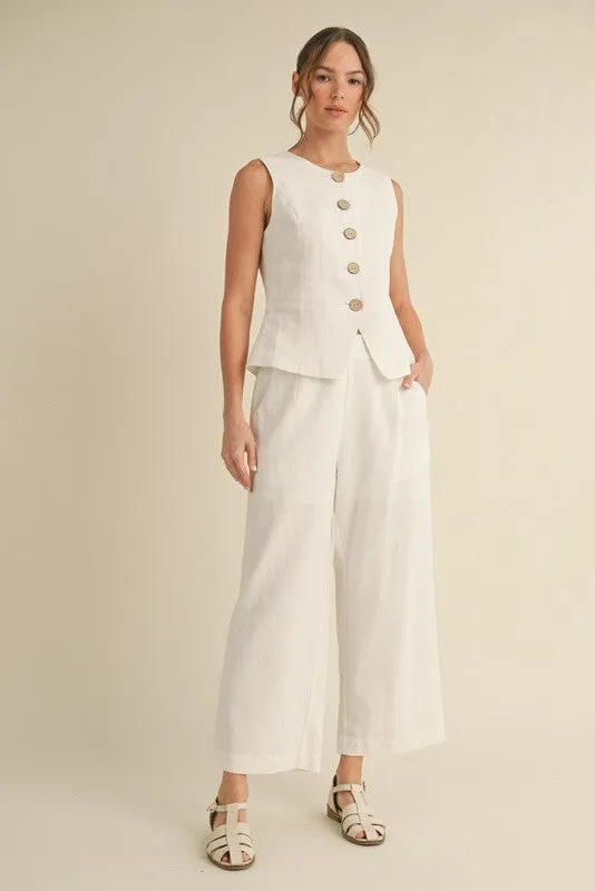 Linen Tailored Button-up Vest