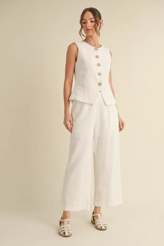 Linen Tailored Button-up Vest