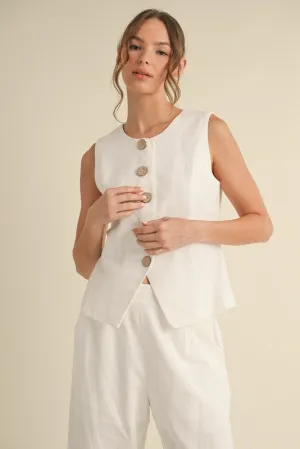 Linen Tailored Button-up Vest