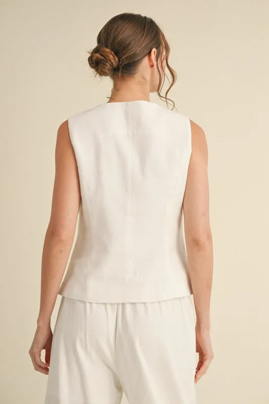 Linen Tailored Button-up Vest