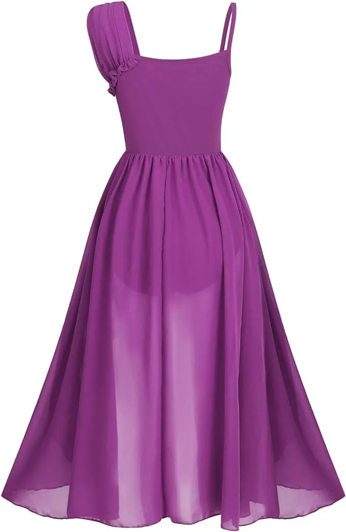 Lyrical, Modern, Contemporary Shiny Sequins Spaghetti Strap Chiffon Dress