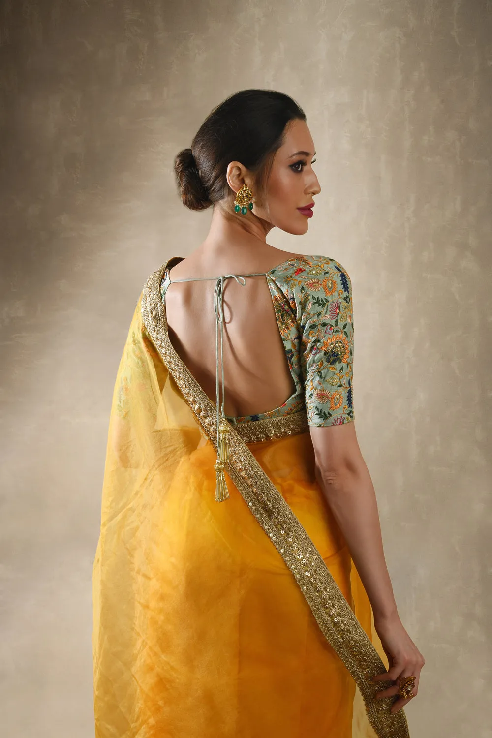 Mango Yellow Saree Set