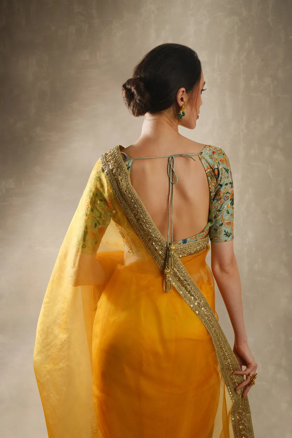 Mango Yellow Saree Set