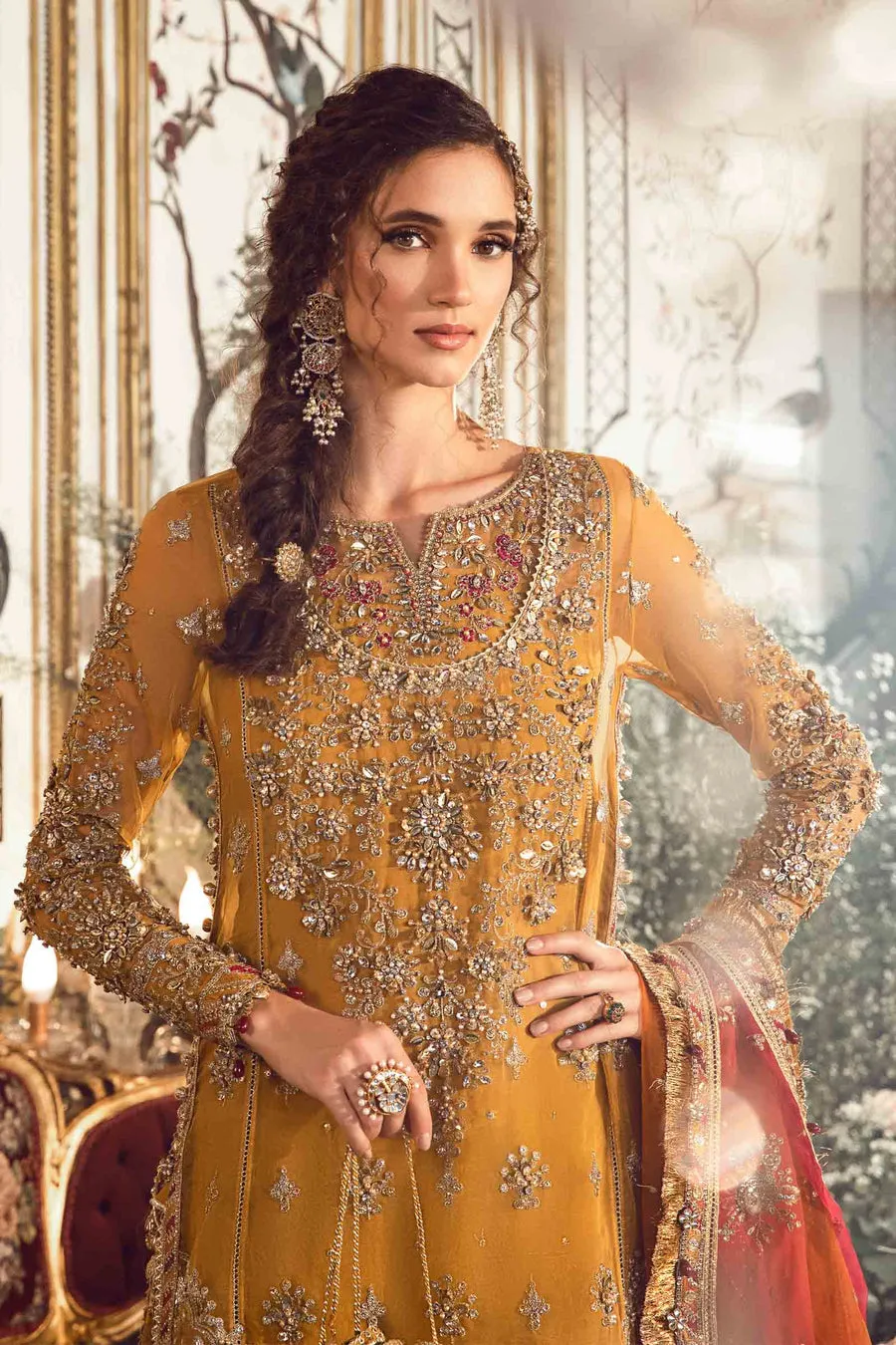Maria B Mbroidered Collection '23 | Mustard BD-2707