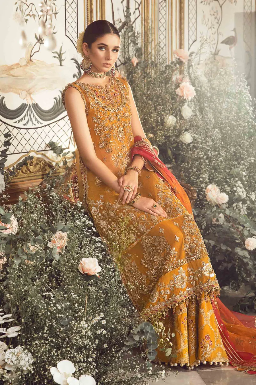 Maria B Mbroidered Collection '23 | Mustard BD-2707