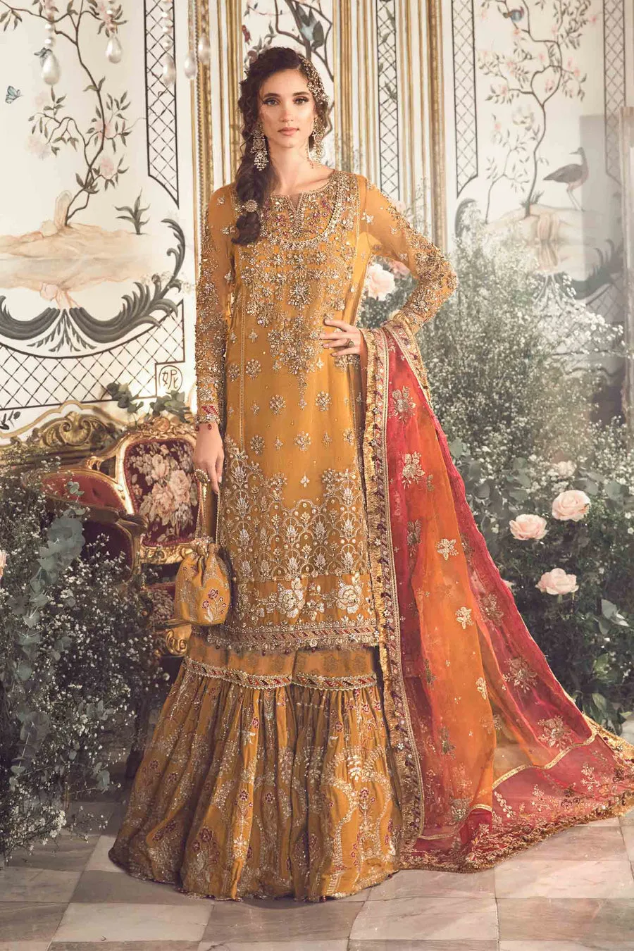 Maria B Mbroidered Collection '23 | Mustard BD-2707