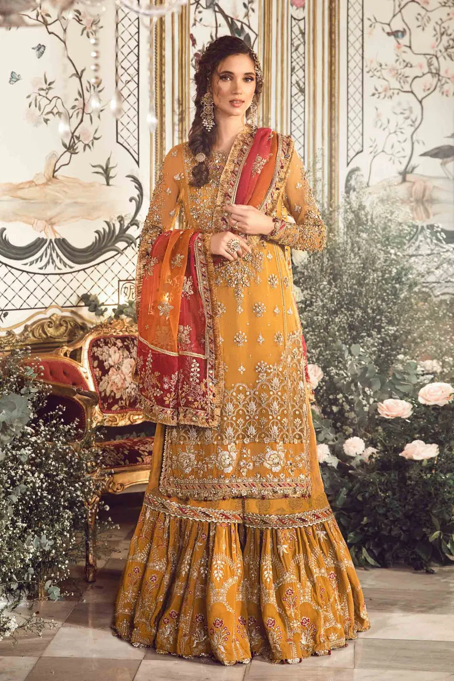 Maria B Mbroidered Collection '23 | Mustard BD-2707