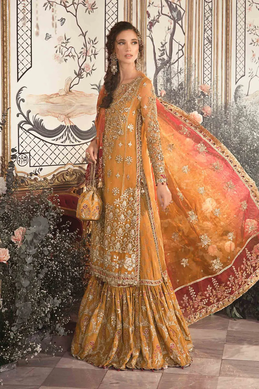 Maria B Mbroidered Collection '23 | Mustard BD-2707