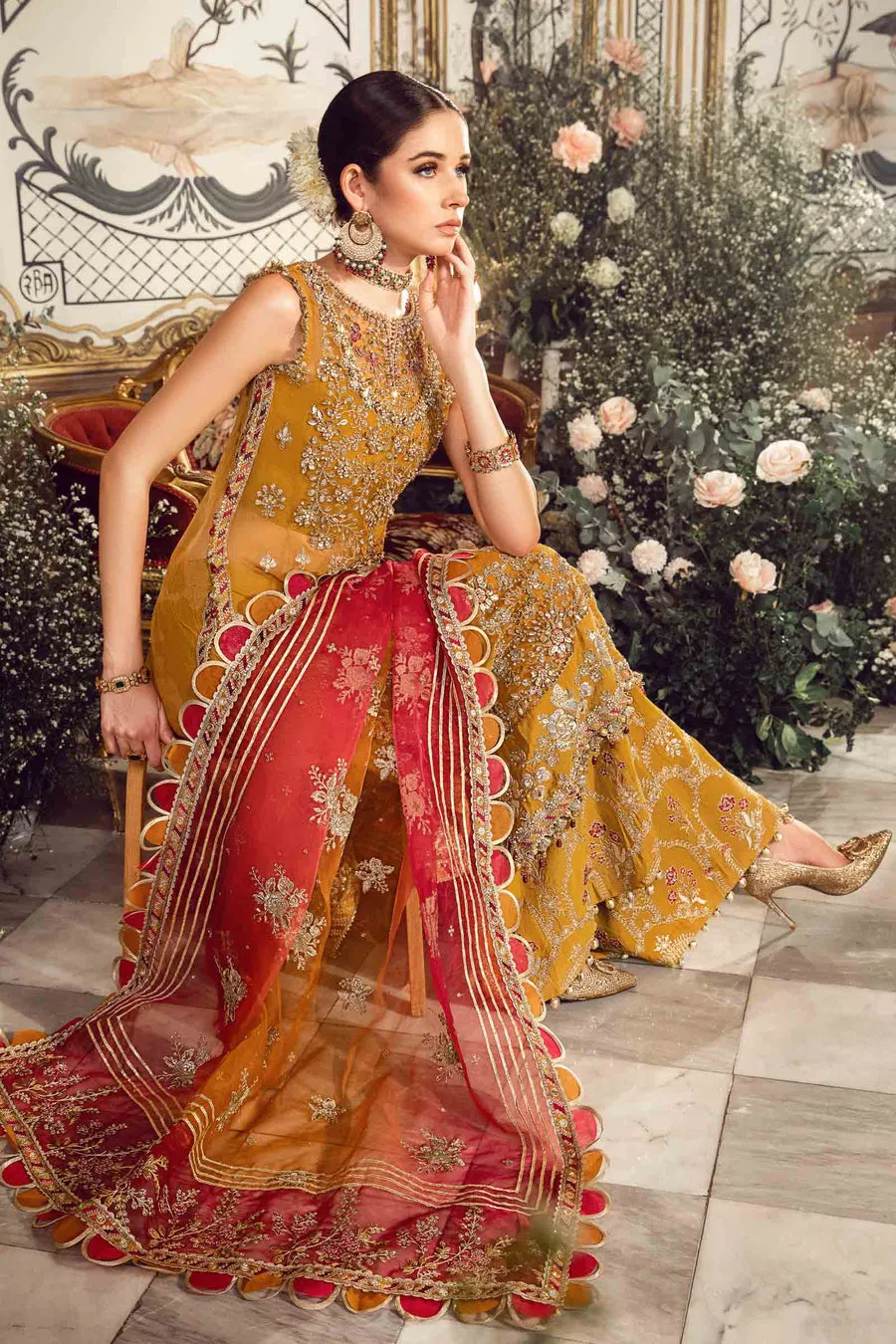 Maria B Mbroidered Collection '23 | Mustard BD-2707