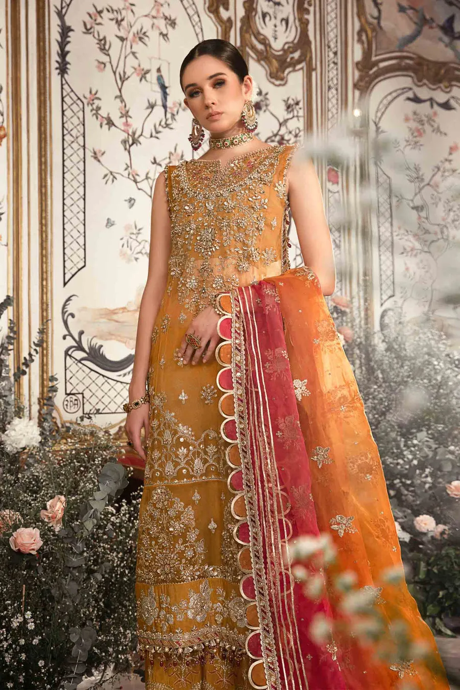 Maria B Mbroidered Collection '23 | Mustard BD-2707