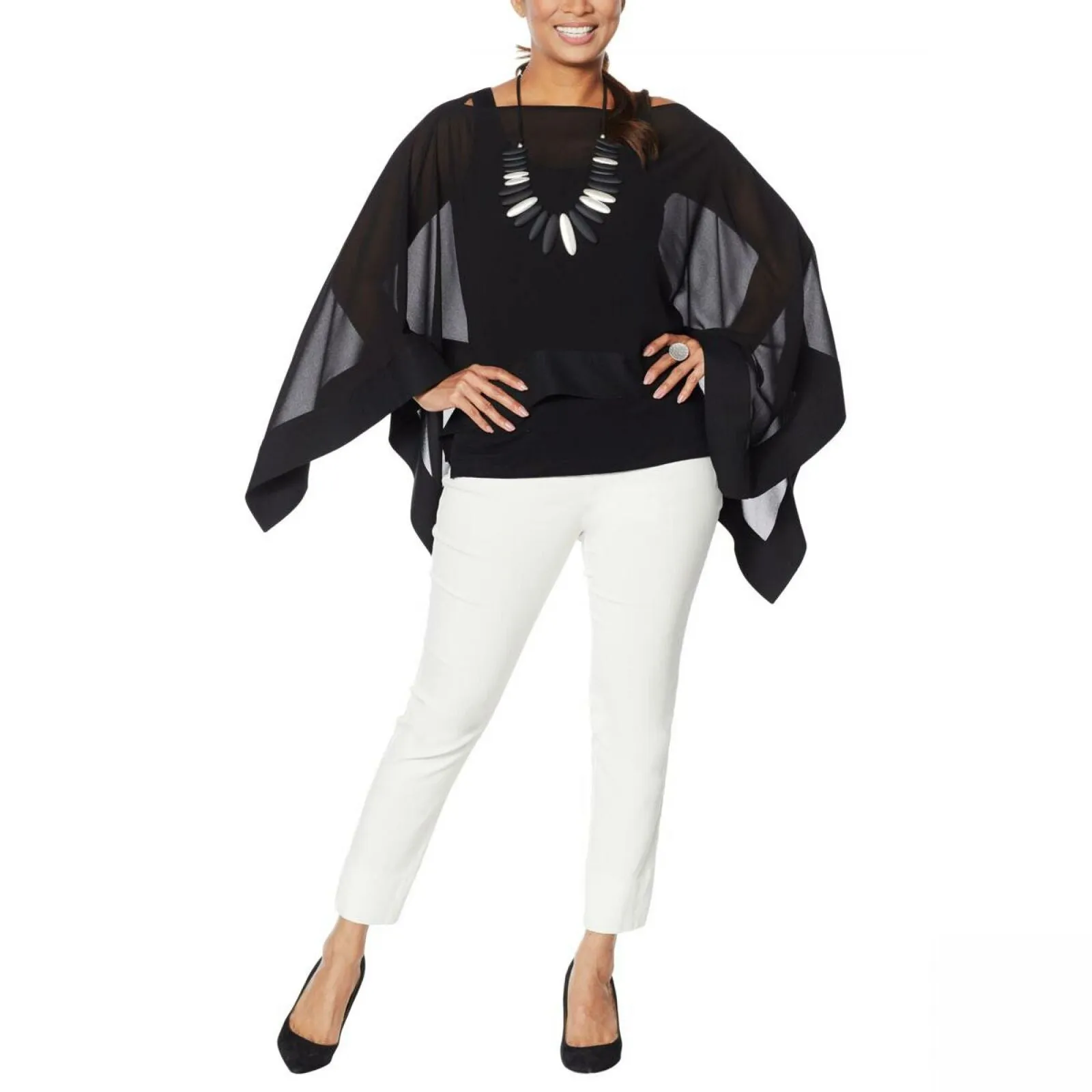 MarlaWynne WynneLayers Women's Chiffon Convertible Poncho
