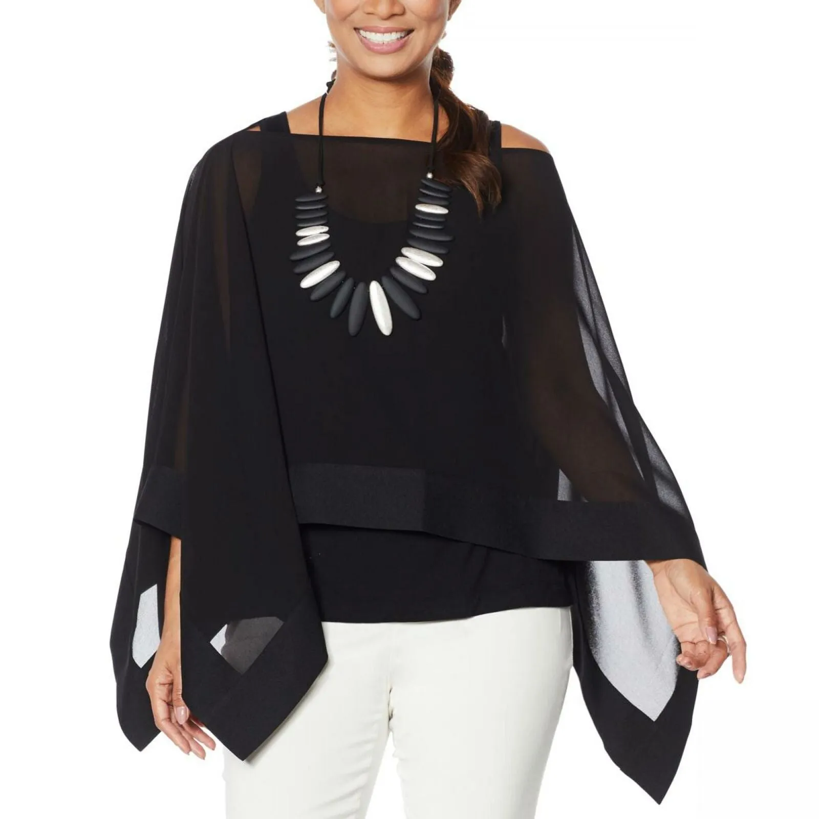 MarlaWynne WynneLayers Women's Chiffon Convertible Poncho