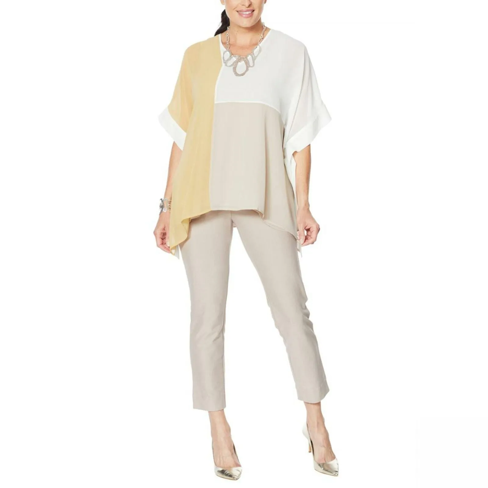 MarlaWynne WynneLayers Women's Colorblocked V-Neck Poncho
