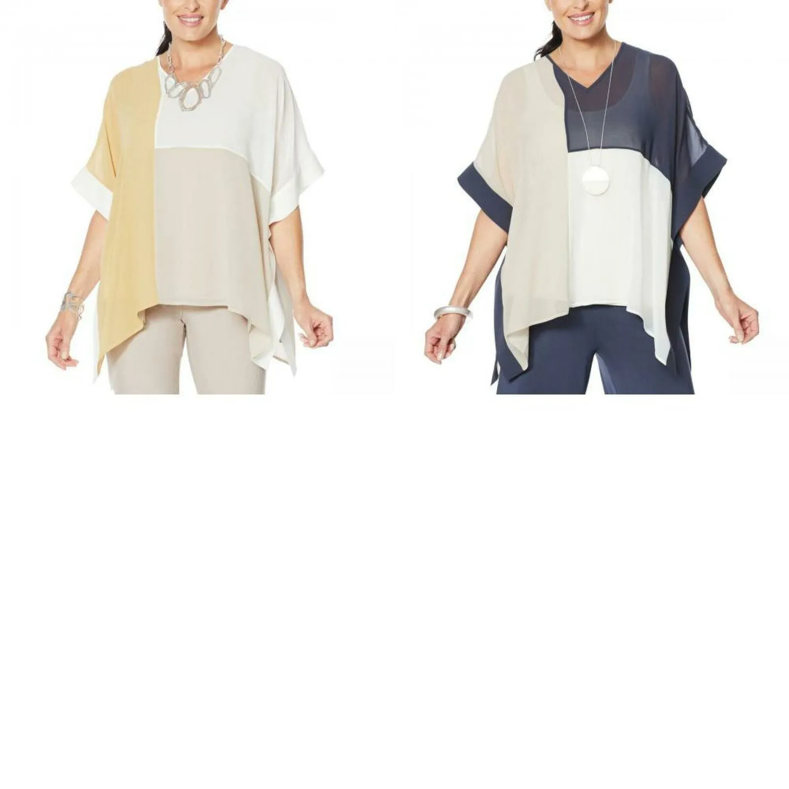MarlaWynne WynneLayers Women's Colorblocked V-Neck Poncho