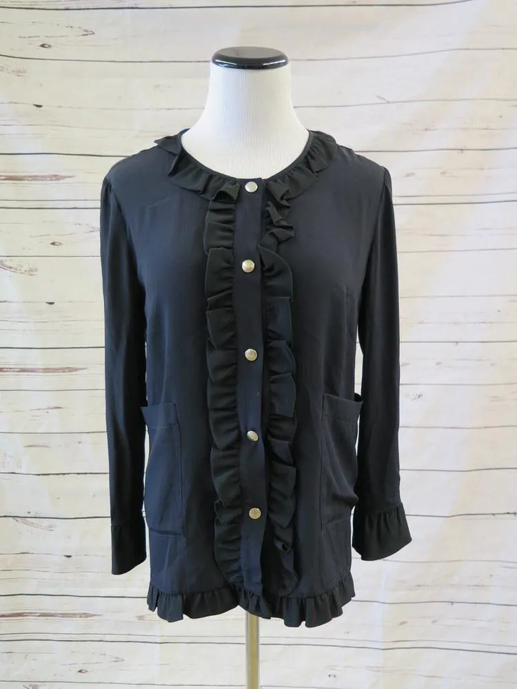 Marni Women's Top: Blue Silk Blend Size 2, Pre-owned