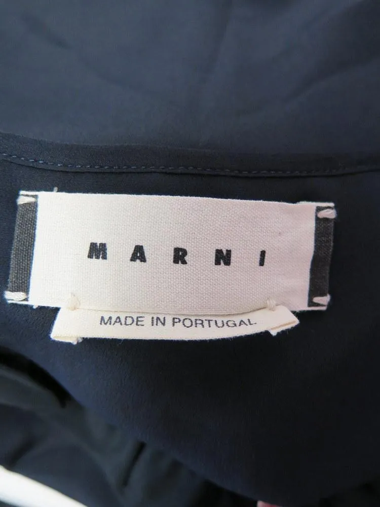 Marni Women's Top: Blue Silk Blend Size 2, Pre-owned