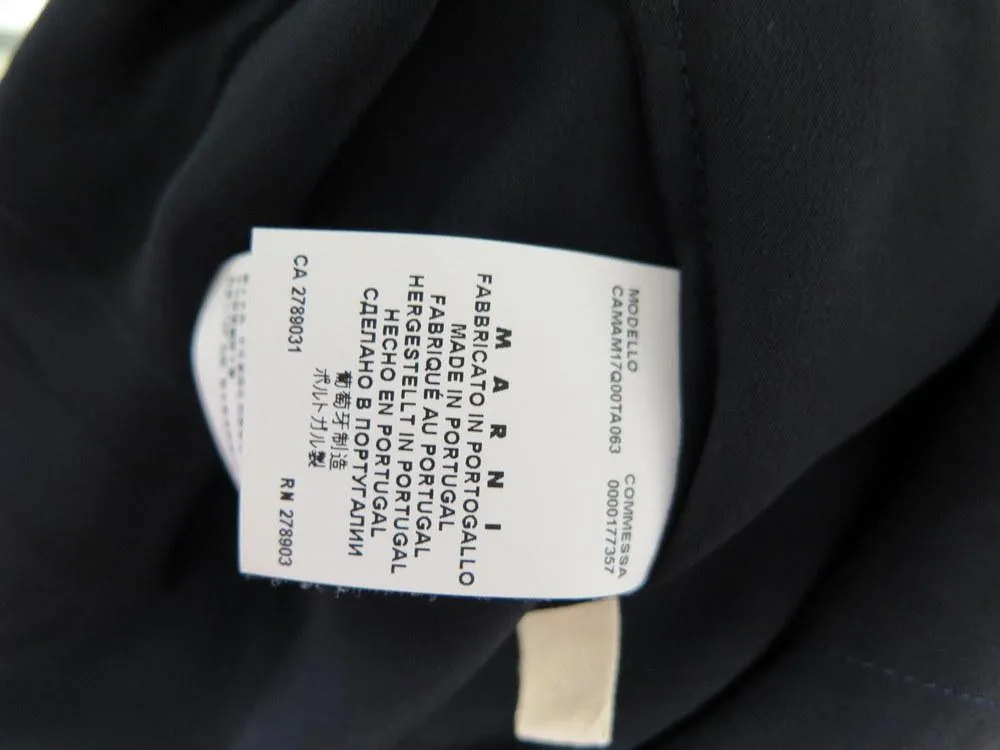 Marni Women's Top: Blue Silk Blend Size 2, Pre-owned