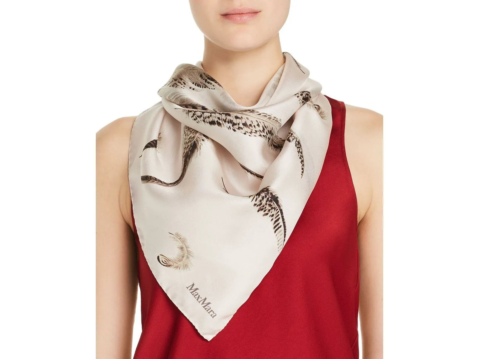 Max Mara Women's Feather Print Silk Square Scarf