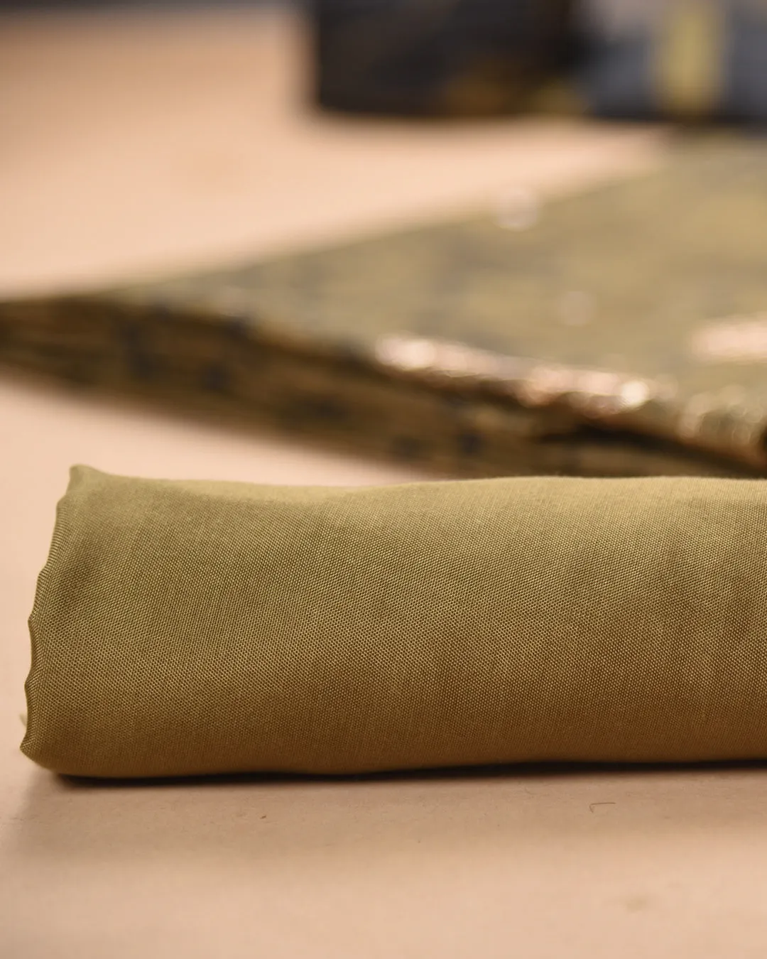 Mehandi Green Silk Blend Printed With Embroidery Unstitched Suit Fabric Set With Silk Blend Dupatta