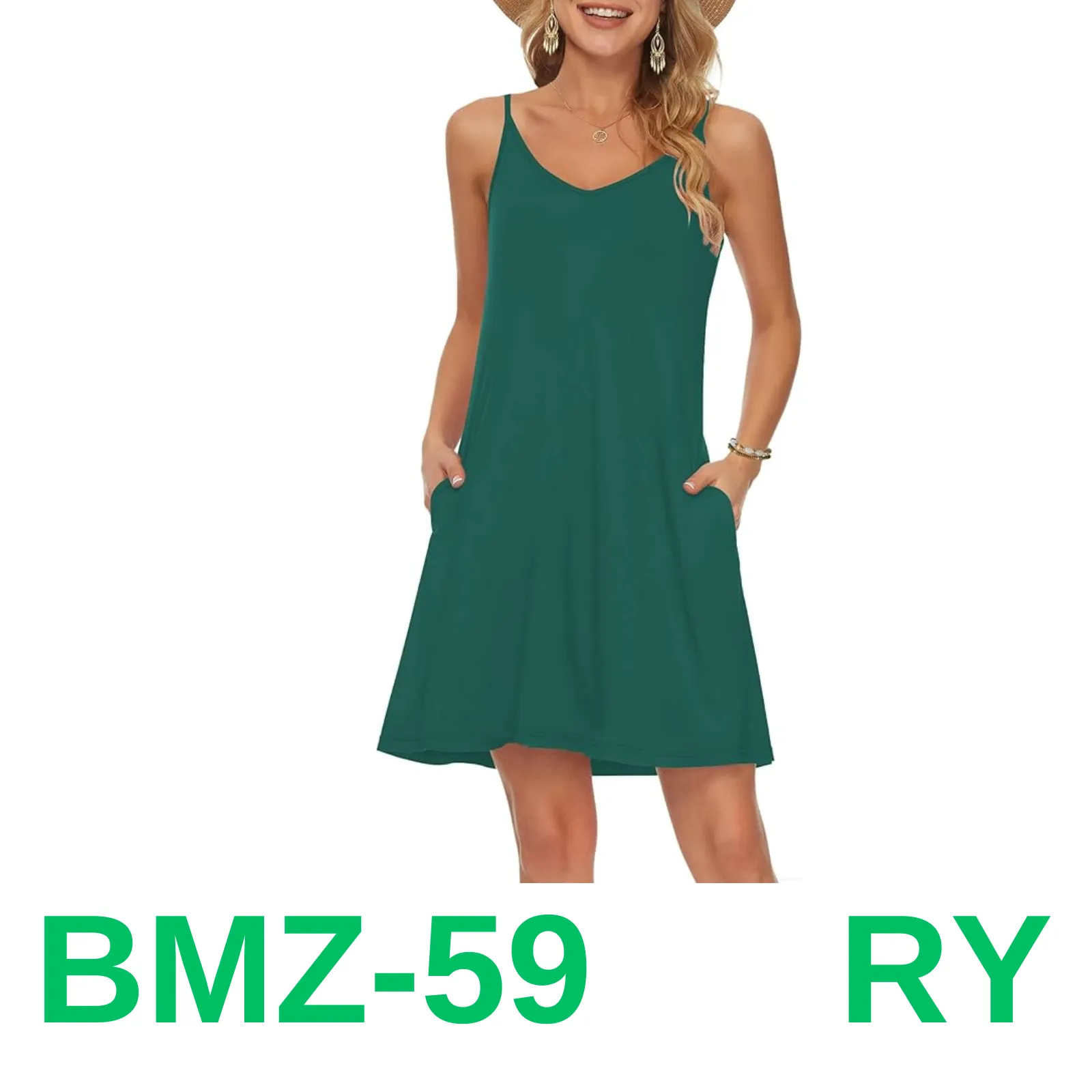 MISFAY Women's Summer Spaghetti Strap Casual Swing Tank Beach Cover Up Dress, S