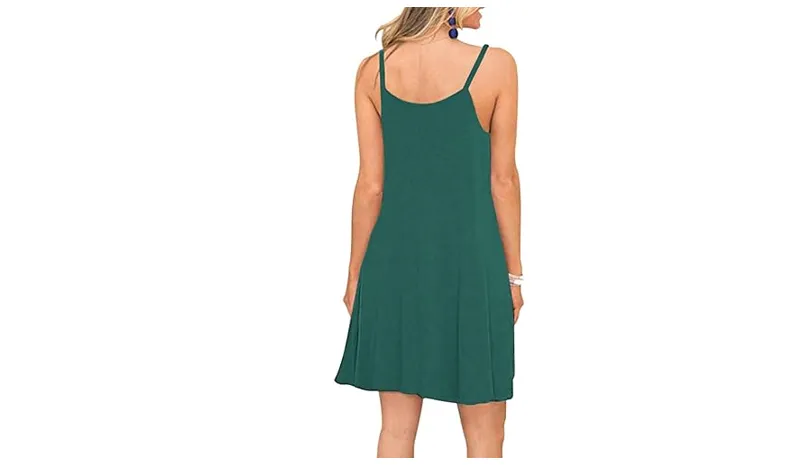 MISFAY Women's Summer Spaghetti Strap Casual Swing Tank Beach Cover Up Dress, S