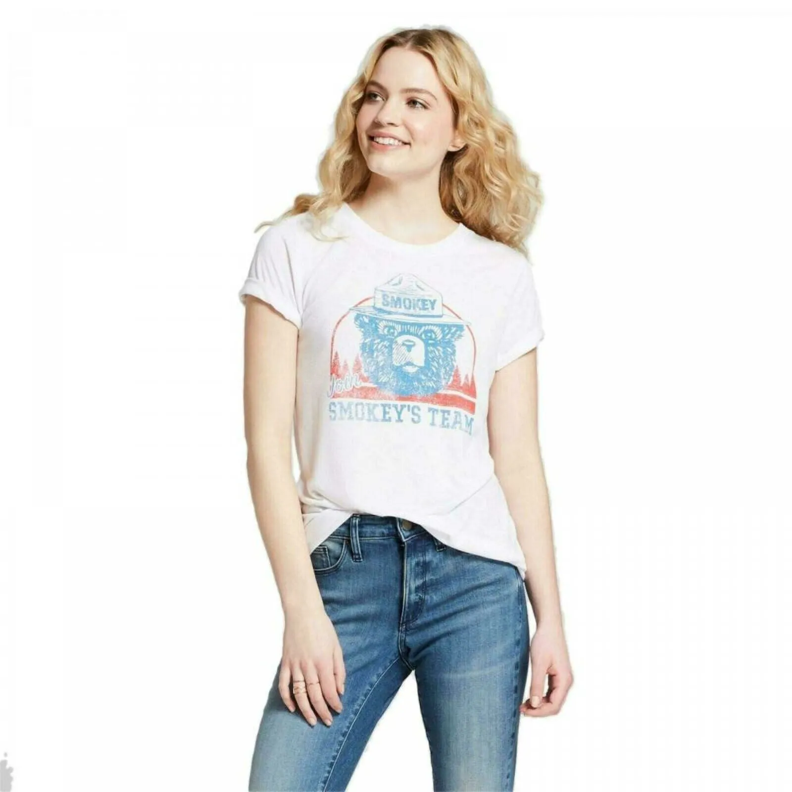 Modern Lux Women's Smokey the Bear Smokey's Team Short Sleeve T-Shirt