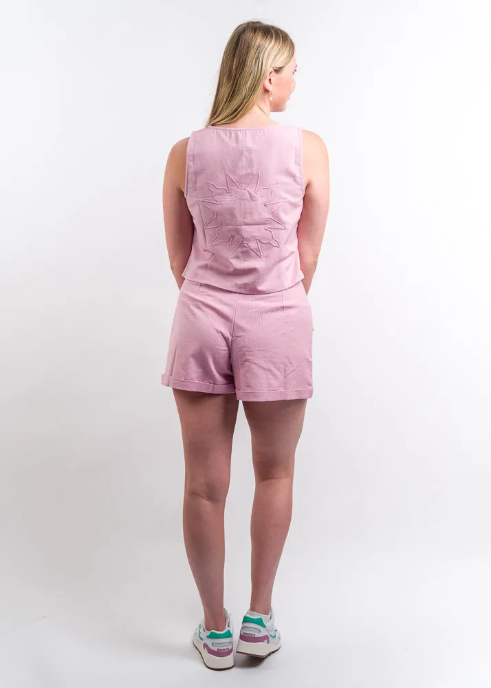 Native Youth Prita Linen Blend Cargo Short & Waistcoat - Purple