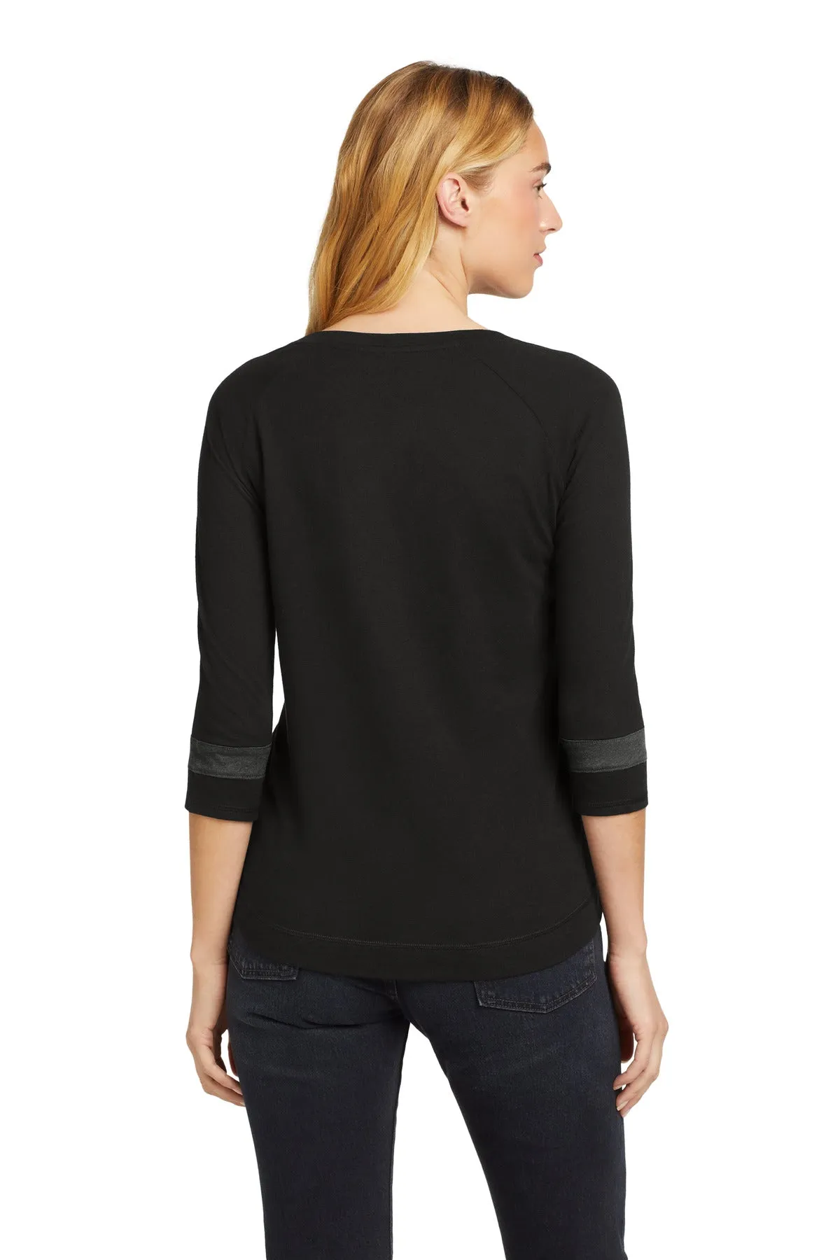 New Era  Women's Tri-Blend 3/4-Sleeve Tee LNEA136 Black Solid/ Graphite