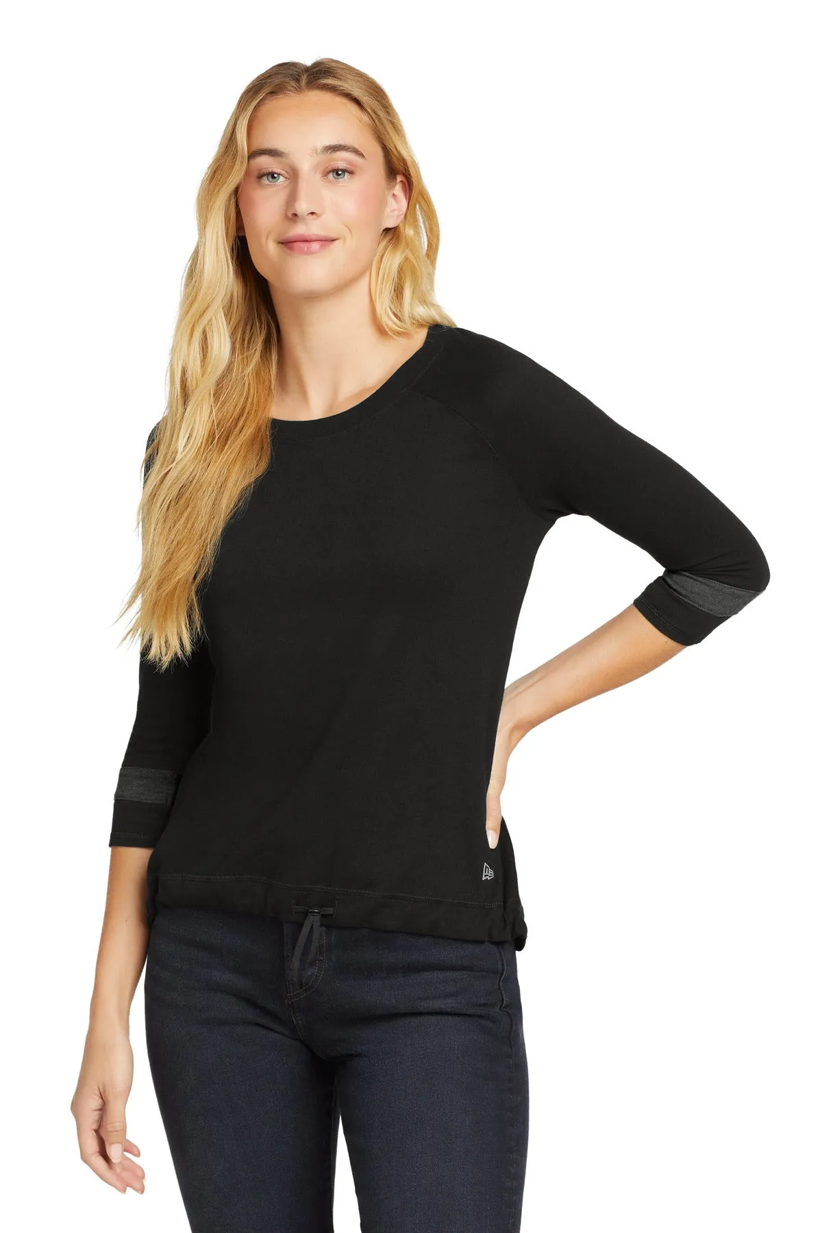 New Era  Women's Tri-Blend 3/4-Sleeve Tee LNEA136 Black Solid/ Graphite