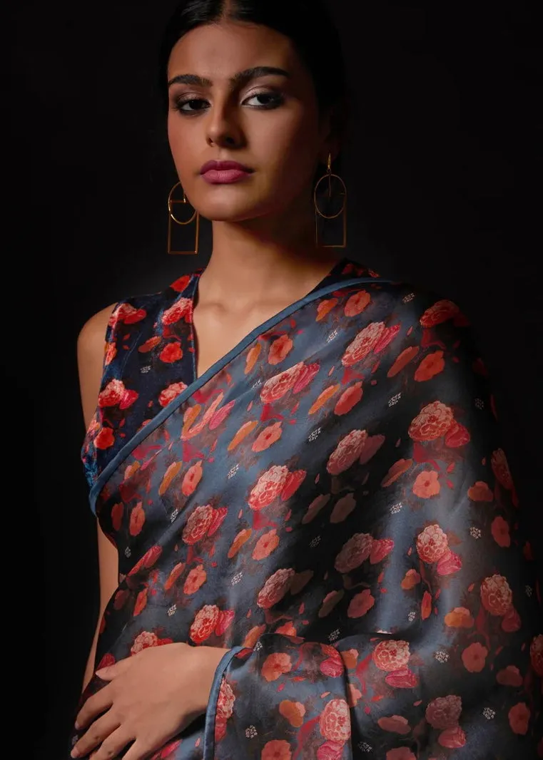 New Season Summer to Fall 2024 Saree Silk Fez Azure Kshitij Jalori