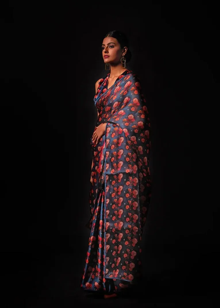 New Season Summer to Fall 2024 Saree Silk Fez Azure Kshitij Jalori