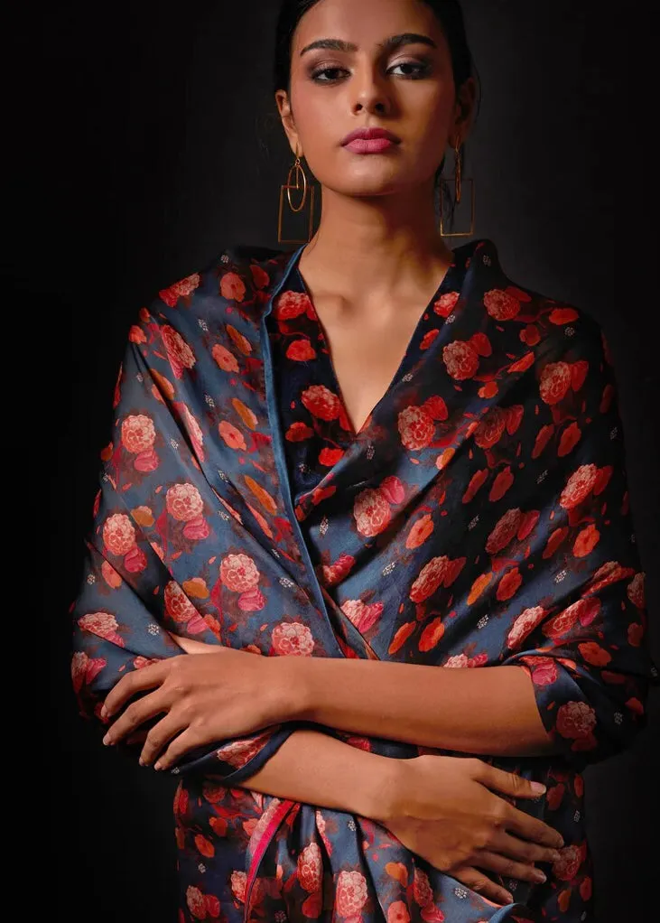 New Season Summer to Fall 2024 Saree Silk Fez Azure Kshitij Jalori