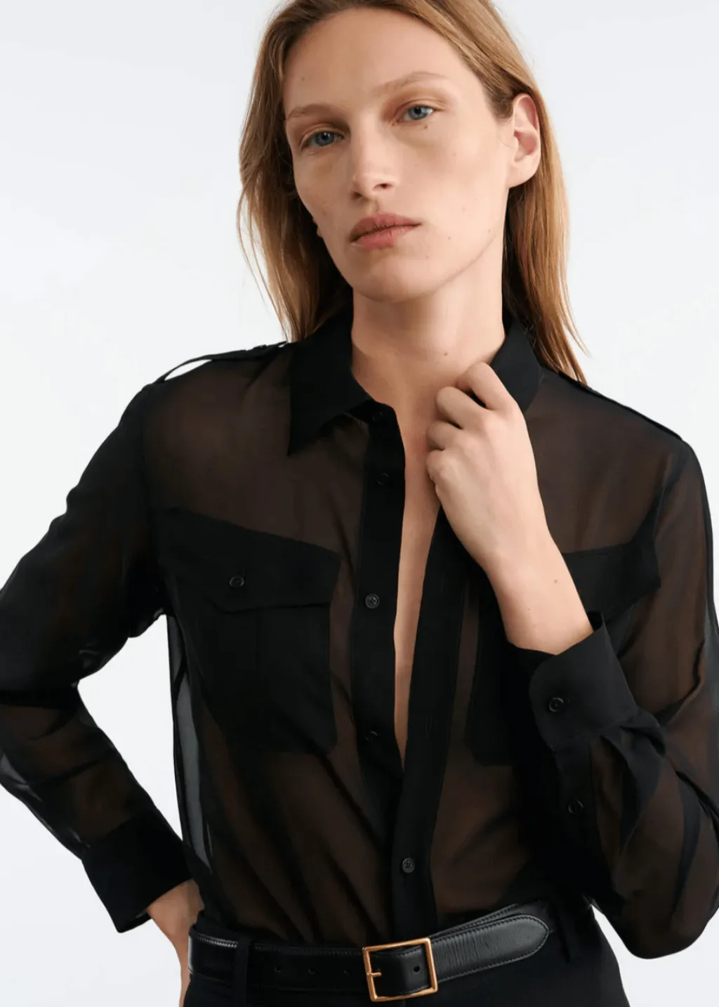 Nili Lotan Betty C. Silk Shirt in Black