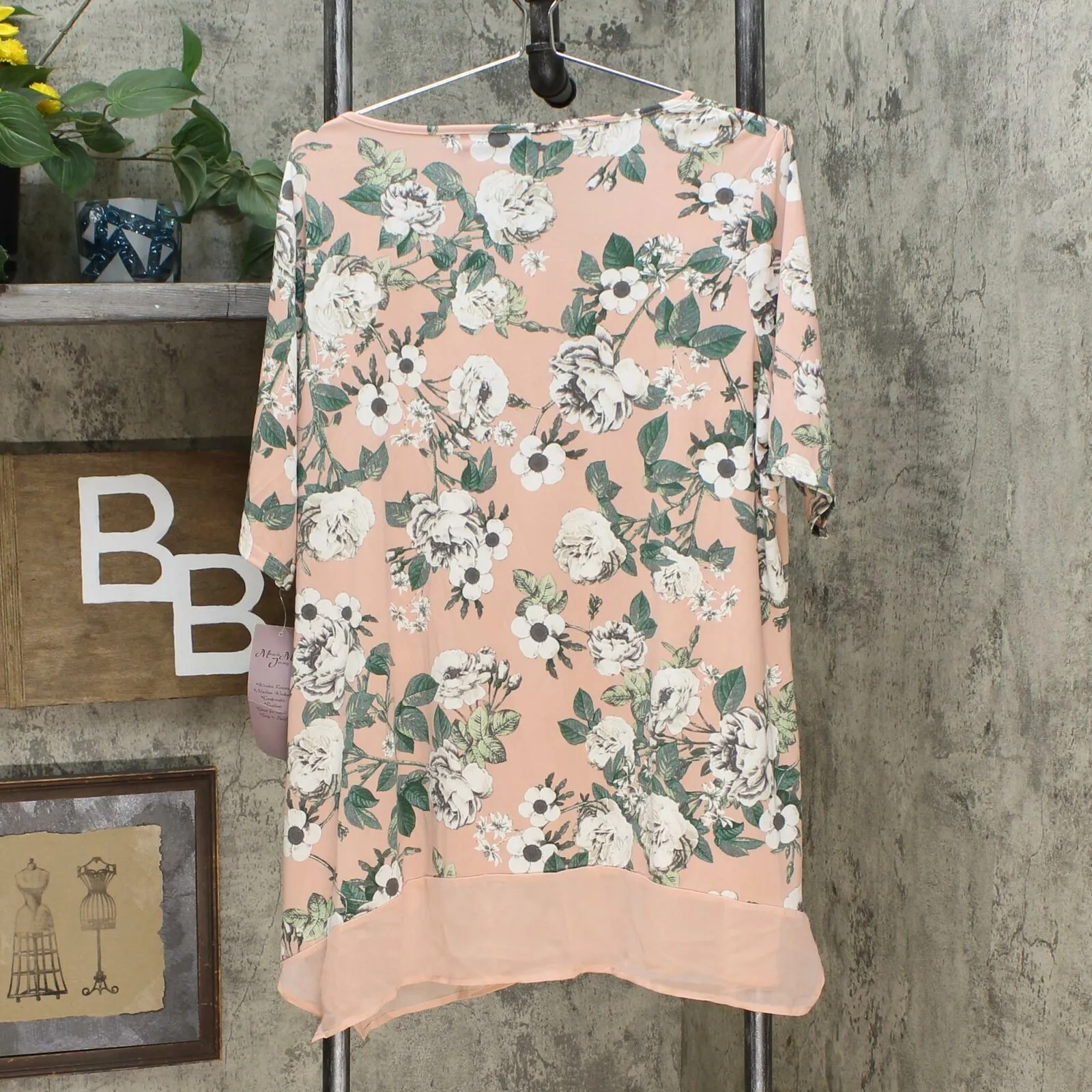 Nina Leonard Women's Plus Size Mixed Media Tunic Top With Pockets