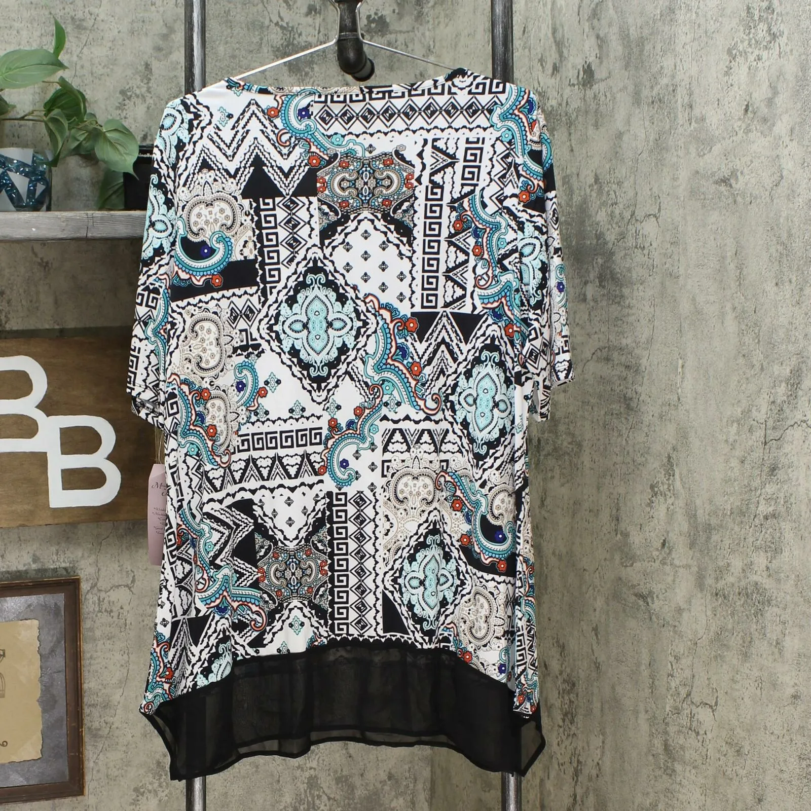 Nina Leonard Women's Plus Size Mixed Media Tunic Top With Pockets