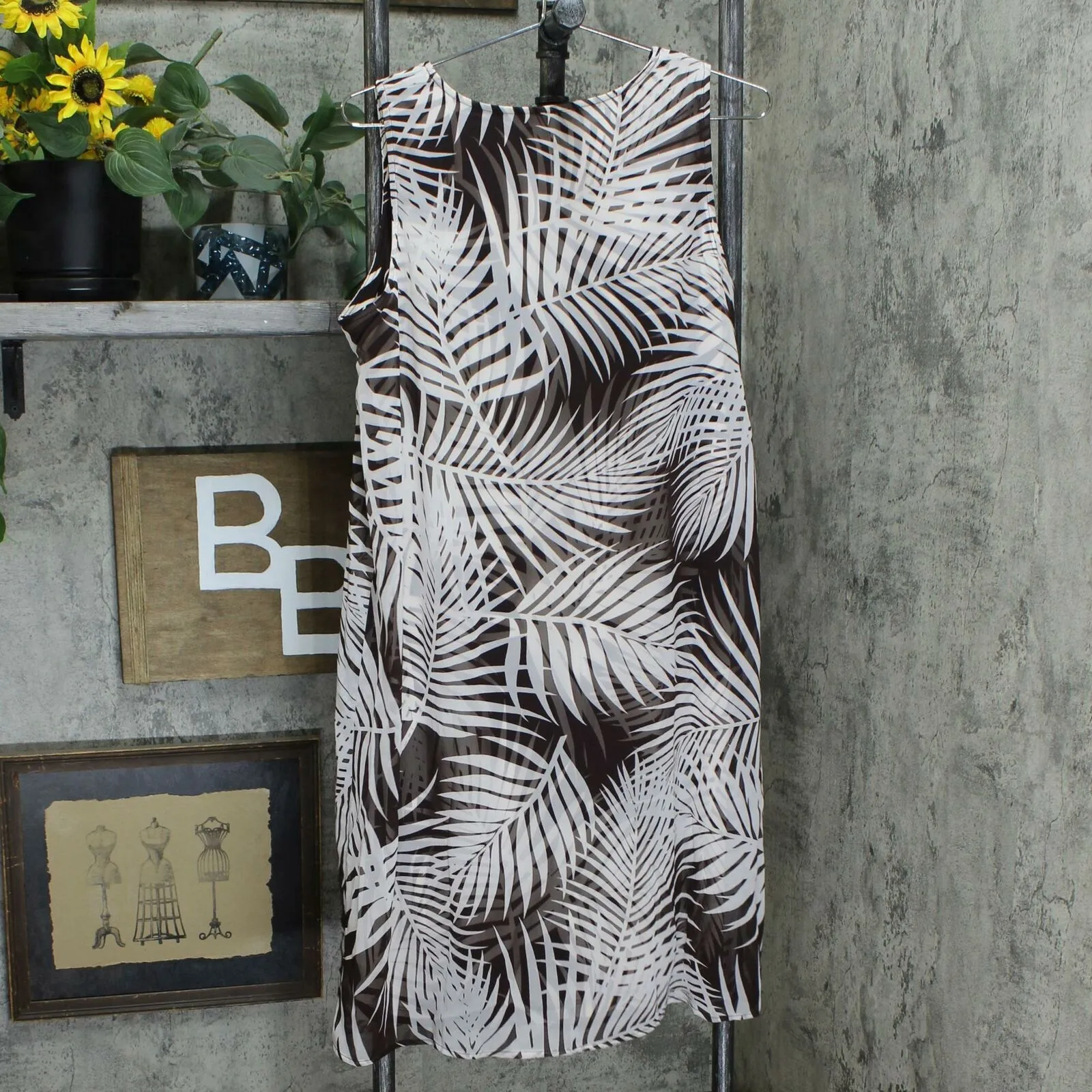 NWT Susan Graver Women's Sleeveless Chiffon Overlay Liquid Knit Dress. A276436 M