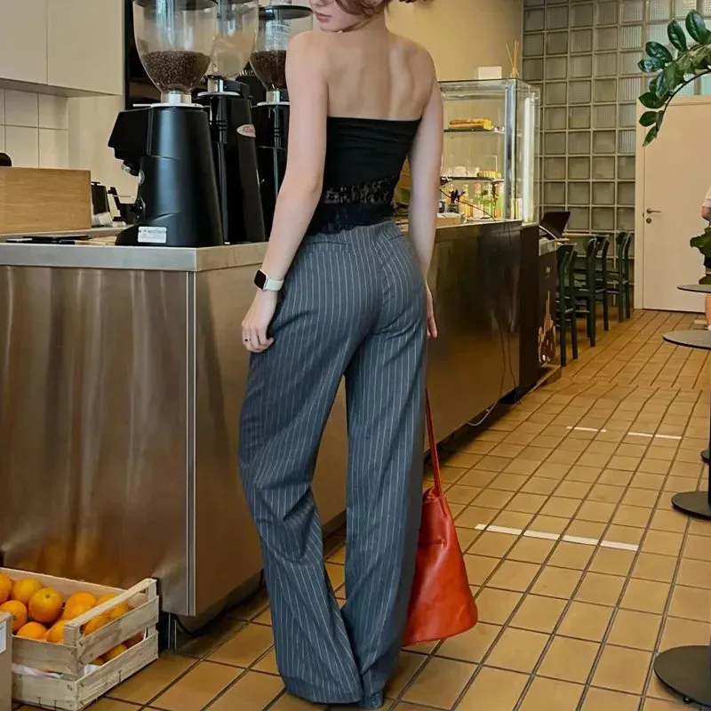 Obsidian Phoenix Women's Luxury High-Waist Striped Pants