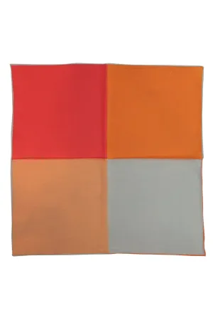 Orange Silk & Cotton Blend Quad Pocket Square