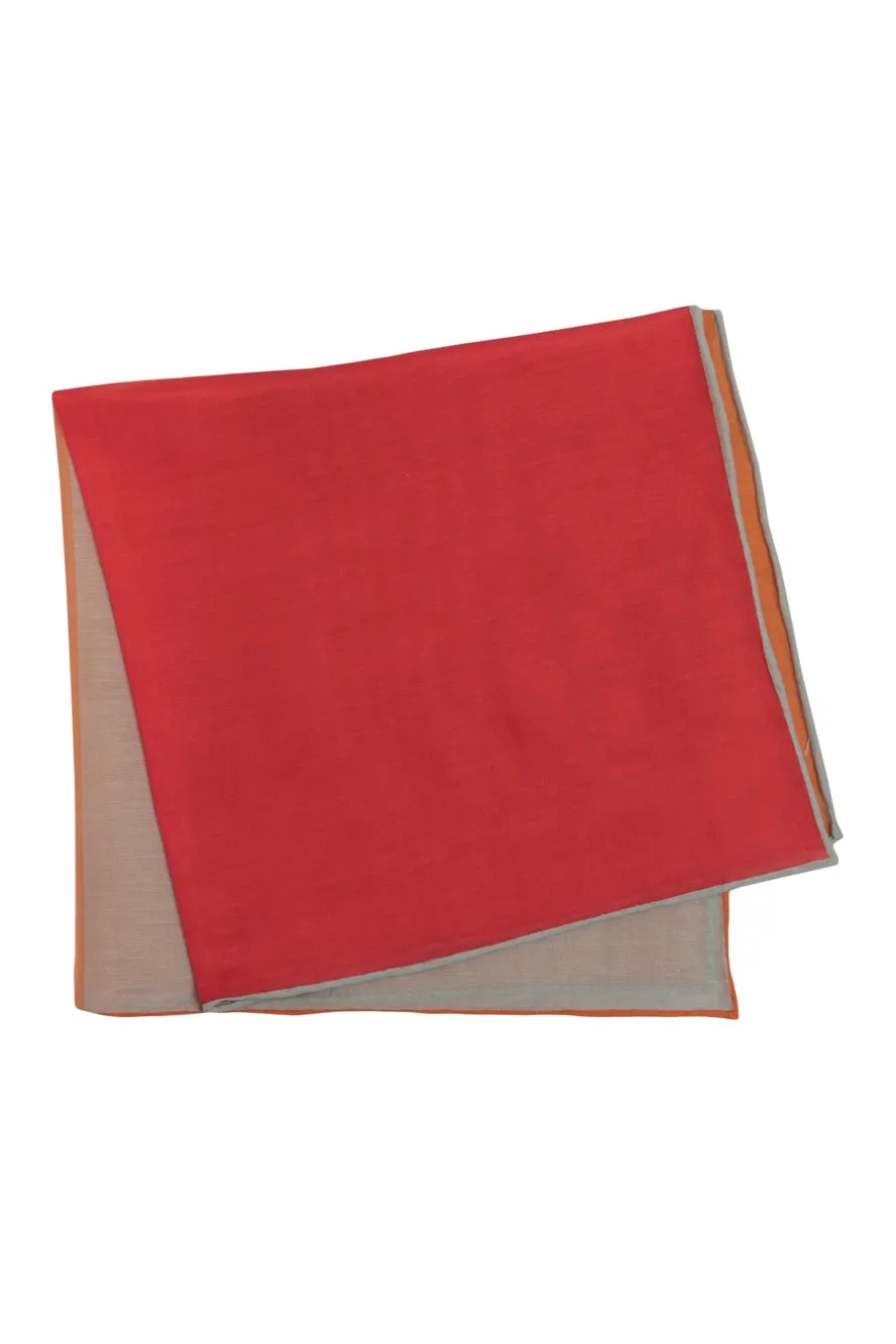 Orange Silk & Cotton Blend Quad Pocket Square