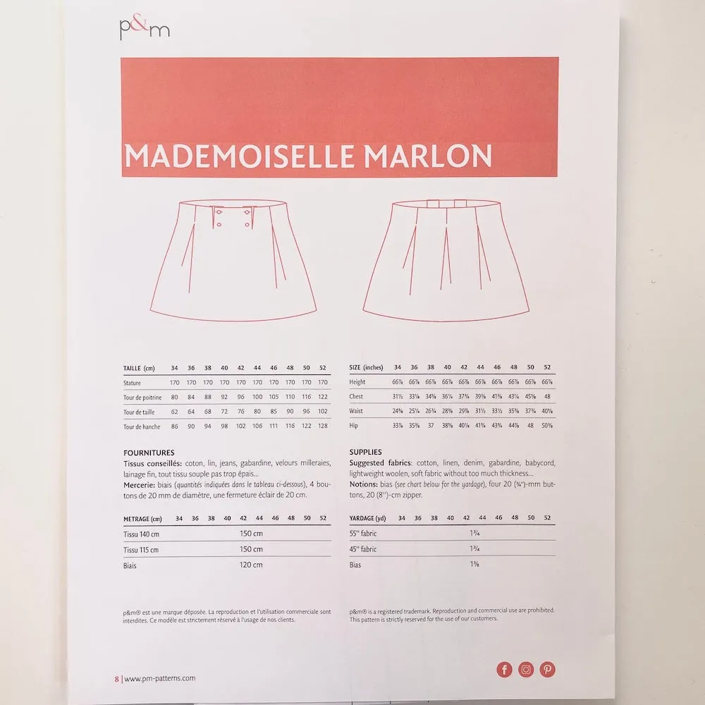 P&M Patterns : Mademoiselle Marlon Skirt