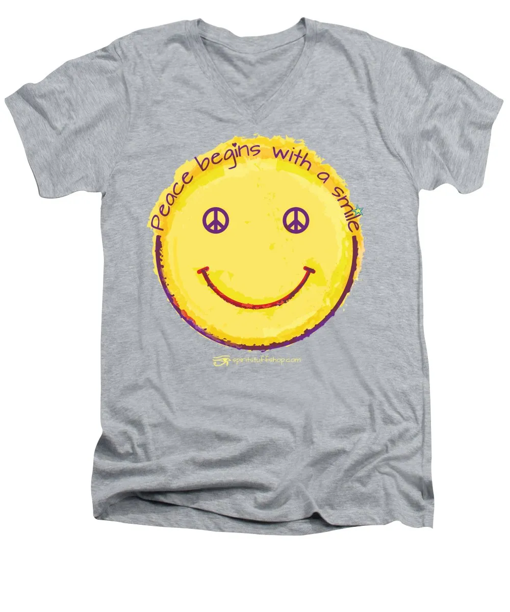 Peace Begins With A Smile - Men's V-Neck T-Shirt