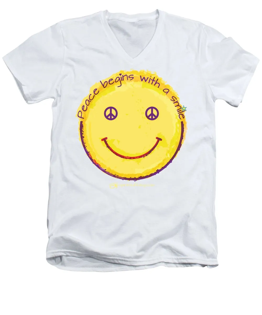 Peace Begins With A Smile - Men's V-Neck T-Shirt