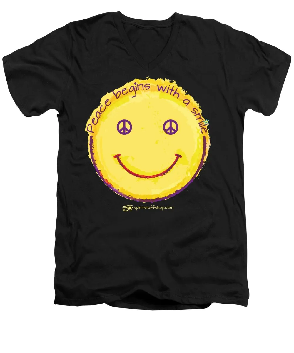 Peace Begins With A Smile - Men's V-Neck T-Shirt