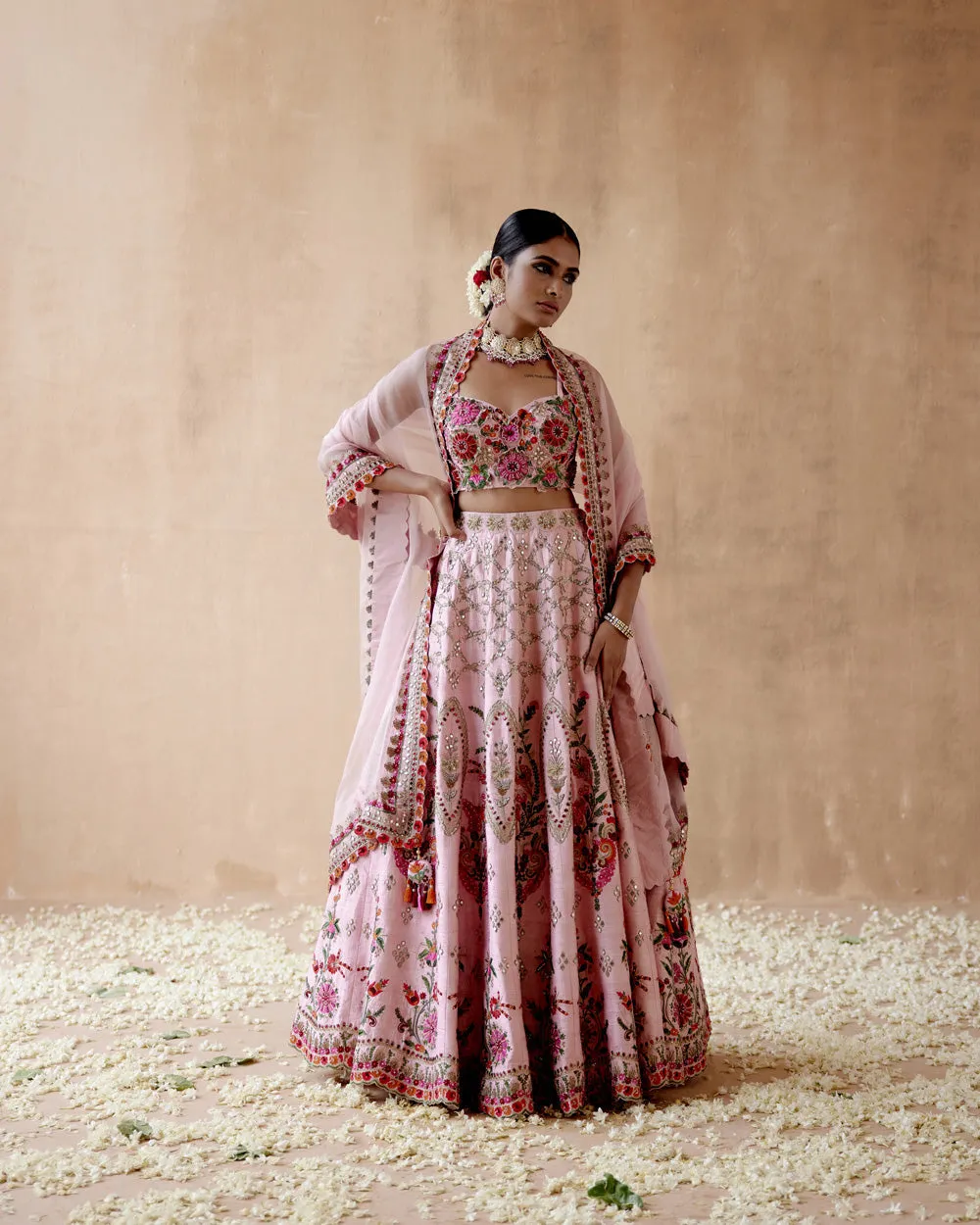 Pink Raw Silk Lehenga Set