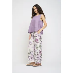 Pistache Sleeveless Linen Top with Elastic Underarm